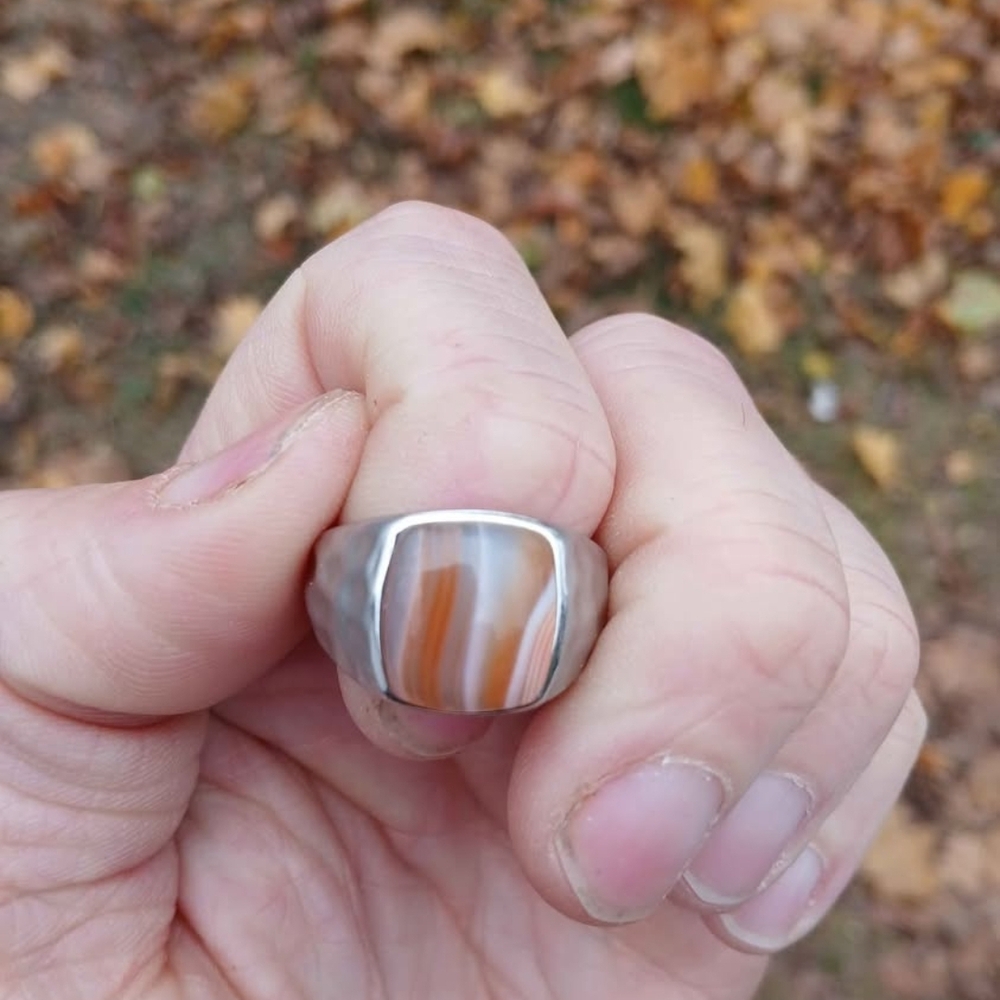 Orange Crazy Lace Sterling Silver Ring